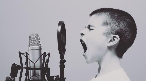 Singing on mike Singing on mike